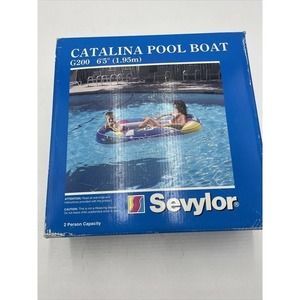 NEW Vintage Sevylor Catalina Inflatable 2 Person Pool‎ & Beach Boat 6’5” NOS